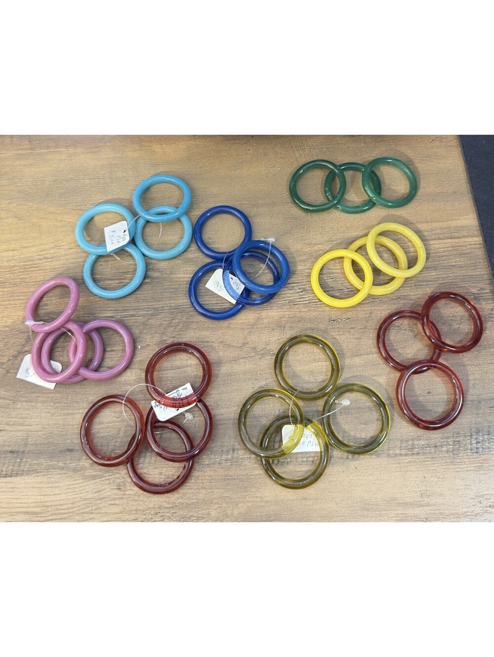 Lot Vintage Chinese Peking Glass Multicolor Rings